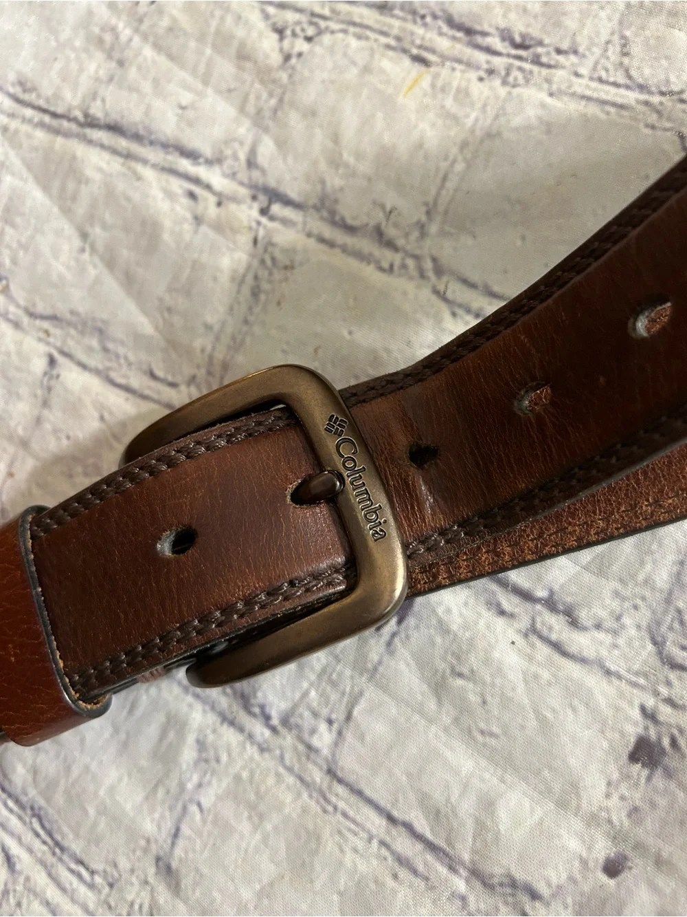 COLUMBIA GENUINE LEATHER CHUNKY BELT SIZE 40 & INDIA MADE BLACK STITCHED 38 BELT